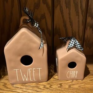 Rae Dunn Ceramic Bird House Set Tweet and Chirp